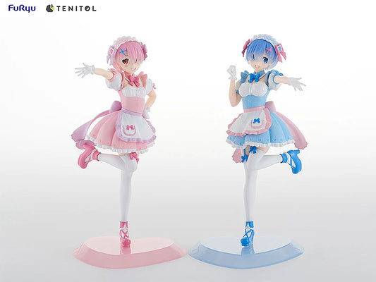 Re:Zero Starting Life in Another World Tenitol Rem & Ram (Yumekawa Maid Ver.) Figure Set (With Bonus)